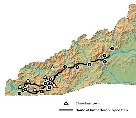 Map section of Rutherford's Expedition, 1776