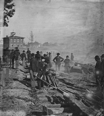 Sherman's men destroy a railroad