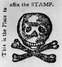 Sarcastic "stamp" from the Stamp Act crisis