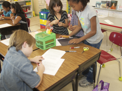 Students working