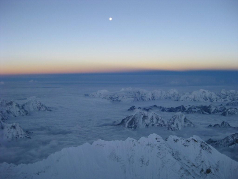 The Himalaya Mountians from the summit of Mount Everest