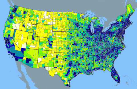 United States population density, 2000