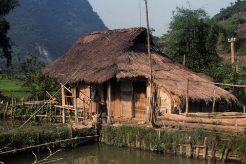 Field house located on canal in highlands near Mai Chau