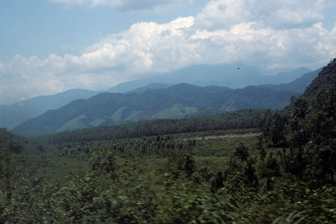 Landscape view of vegetation and mountains in former Demilitarized Zone