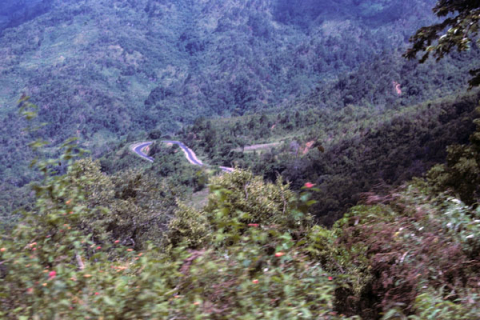 Elevated view of hairpin turn in a mountain road near Nha Trang