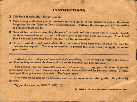 War Ration Book: Instructions