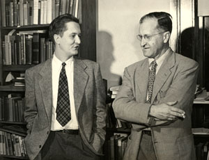 "William Styron, left, with Professor William Blackburn, who taught Styron in writing classes at Duke University." Image courtesy of Duke University. 