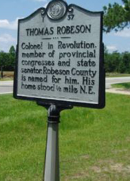 Thomas Robeson, NC Historical Marker, I-37. Image courtesy of North Carolina Office of Archives & History. 