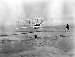 The Wright Brothers' First Flight. From the General Negative Collection, North Carolina State Archives, call #:  N.63.9.27_WRIGHT_BROS_1ST_FLIG. Raleigh, NC.